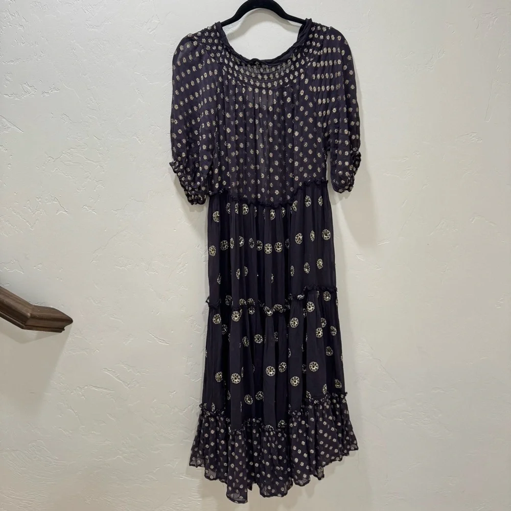 Free People Stella Maxi Midi Dress Women's Medium Sheer *No Slip